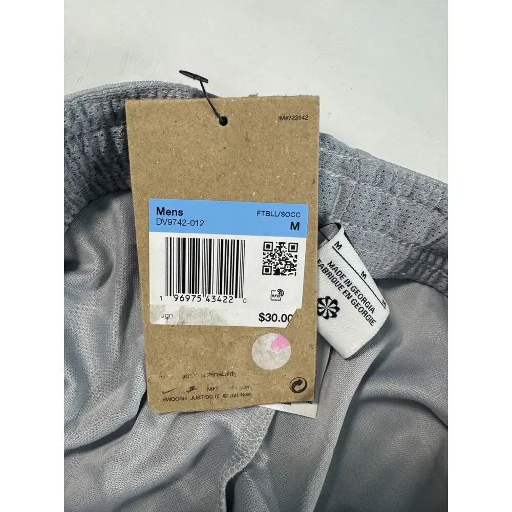 Nike Men's Dri-FIT Academy Soccer Shorts Slim Fit Gray/White Size Medium NWT